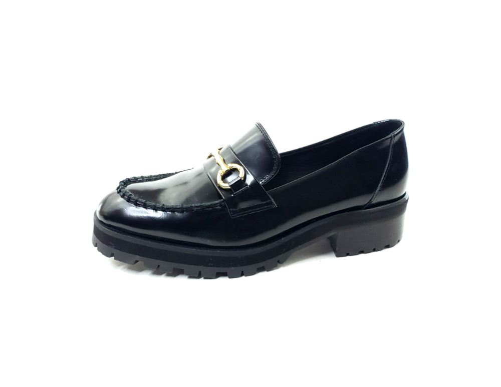 J. McLaughlin Grayson Womens Lug Sole Loafers Black Leather Size 7